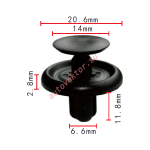 Toyota 90467-07201 клипса  6.6x11.8x20.6mm