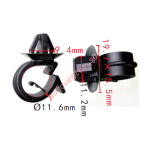 Клипса  9.4x11.2x19.7mm  d11.6mm