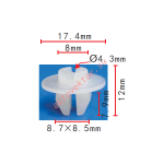 TOYOTA 4121J10-0011, 90189-05142 клипса  8,7x7.9x17.4mm  d4.3mm