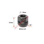 Гайка 400044 Z BA M12X1,25 Цинк Черный высота 21 мм Конус с выступ., откр., кл.19мм Д/АДАПТЕРОВ
